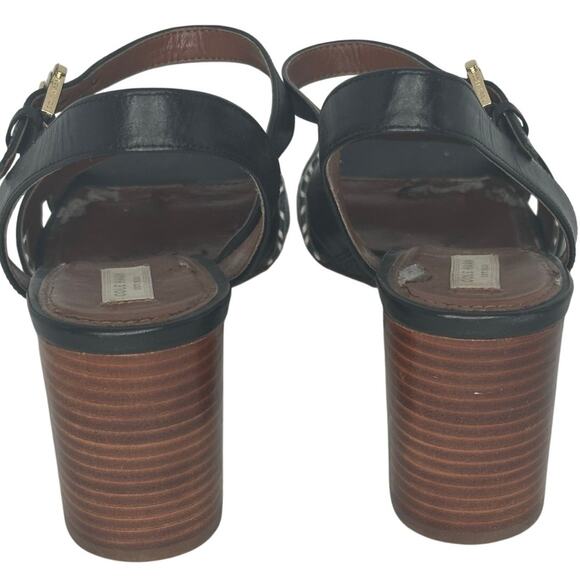 Cole Haan Block Heel Sandals Black White Stripes Size 9B Summer Vacation Resort - Picture 4 of 9